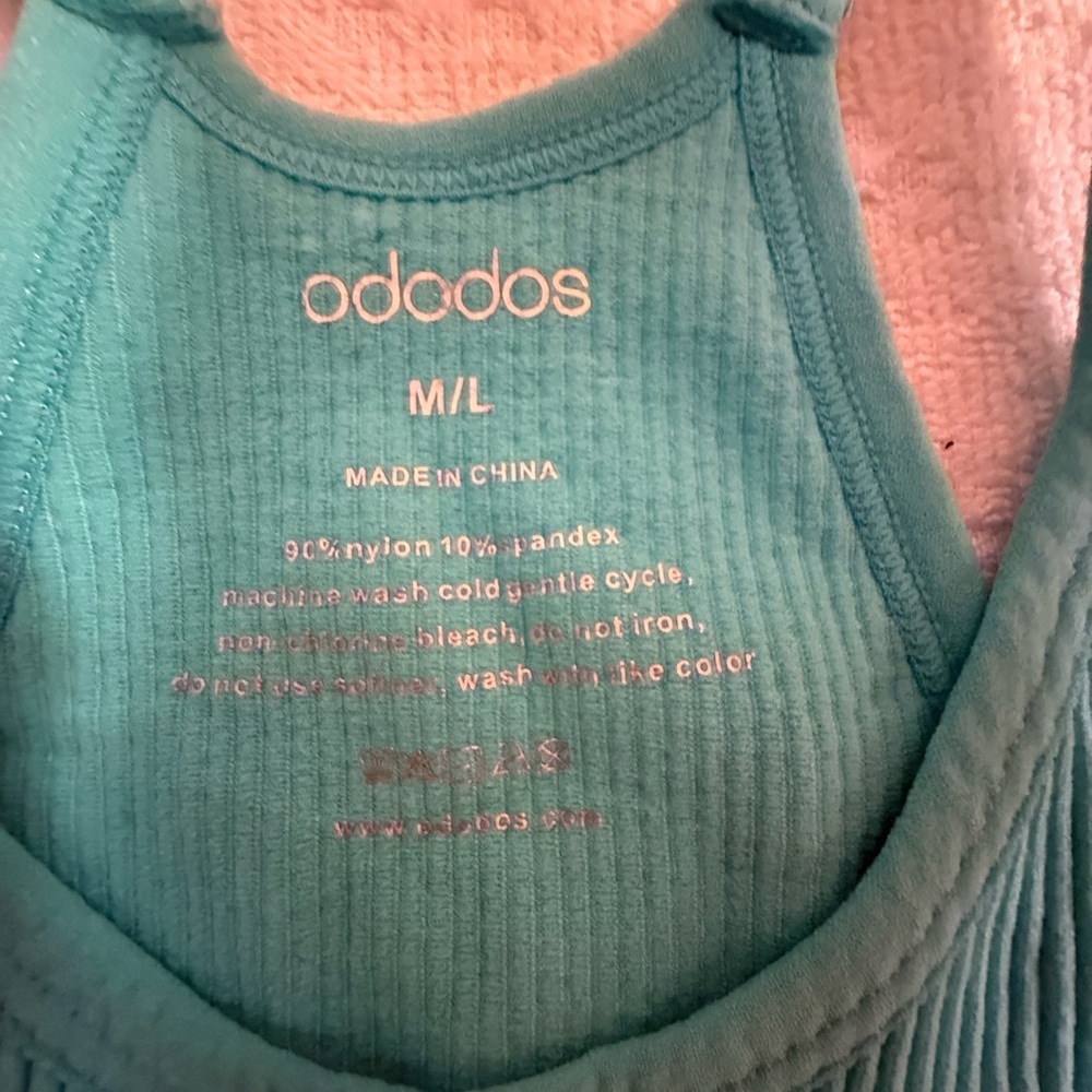 Ododos Women's Turquoise Ribbed Tank Top - Picture 4 of 5